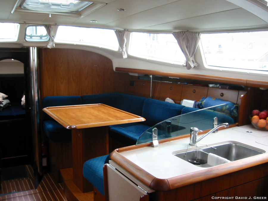 Dragsinger Jeanneau 43DS Galley and Main Cabin Table